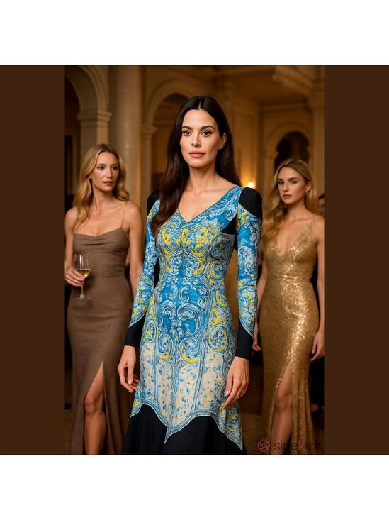 Roberto Cavalli Dresses & Skirts - Roberto Cavalli - V Neck - Luxery Vintage 3/4 Sleeve Dress - Size 40 - Rare